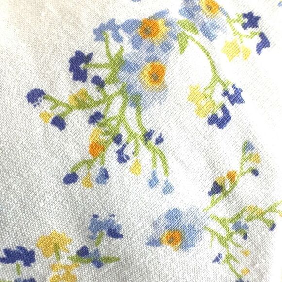 White and Blue Floral Patterned Skinny Hand Made Cotton Tie‎ NWT 2.5 x 56 - Picture 3 of 4